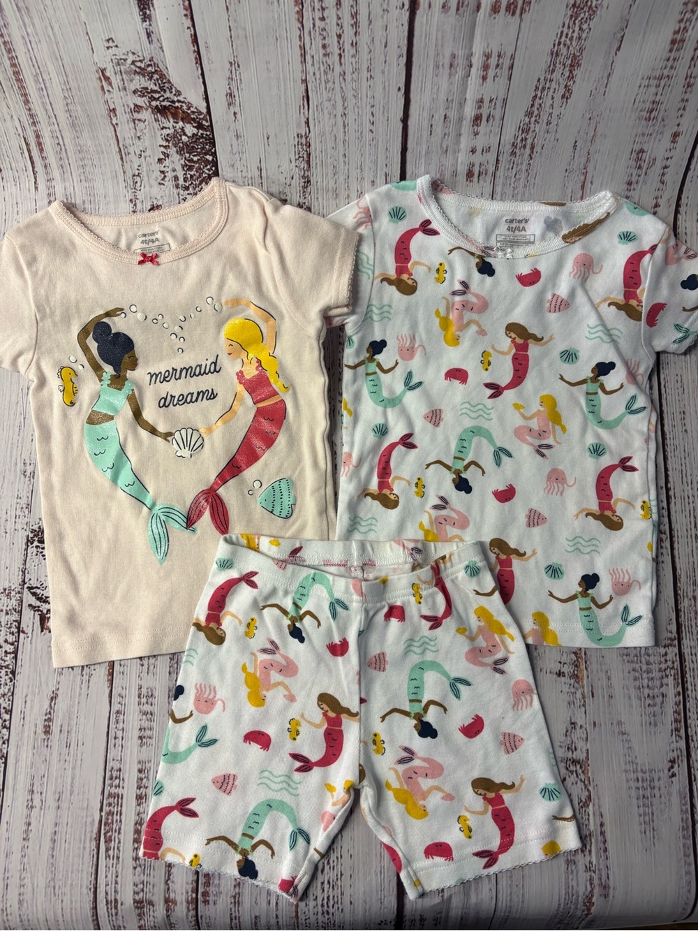 Carter's Girls Mermaid Pajama Set - Pink, White & Mint